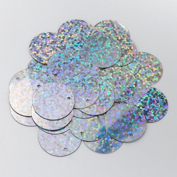 Пайетки круг 2 см Silver Hologram (3 гр)
